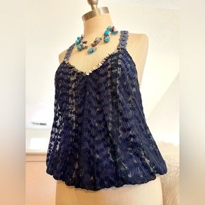 EUC S Blue Lace Free People Top